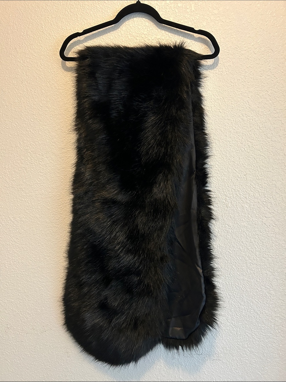 Black Faux Fur Scarf - Luxe Plush Stole